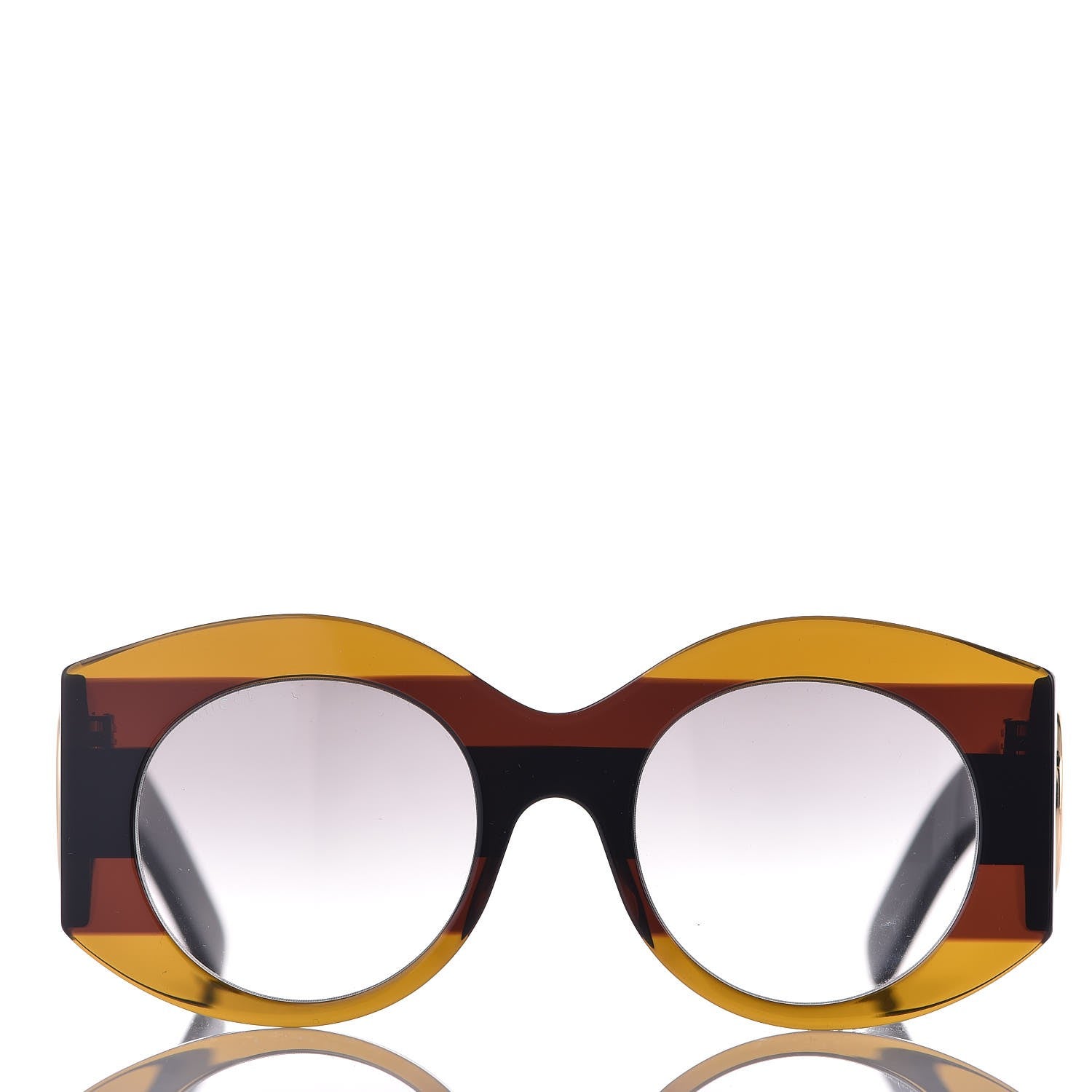 Gucci Acetate Round Frame Sunglasses GG 0177S Brown 2 of 8