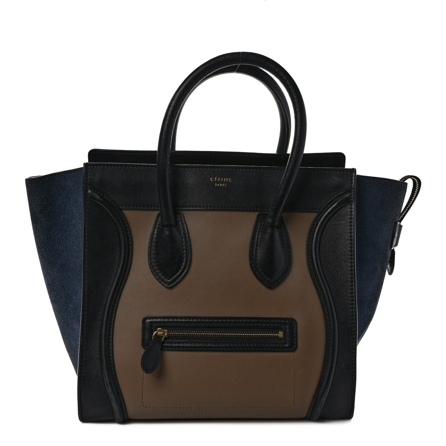 Smooth Calfskin Suede Mini Tri-Color Luggage Beige