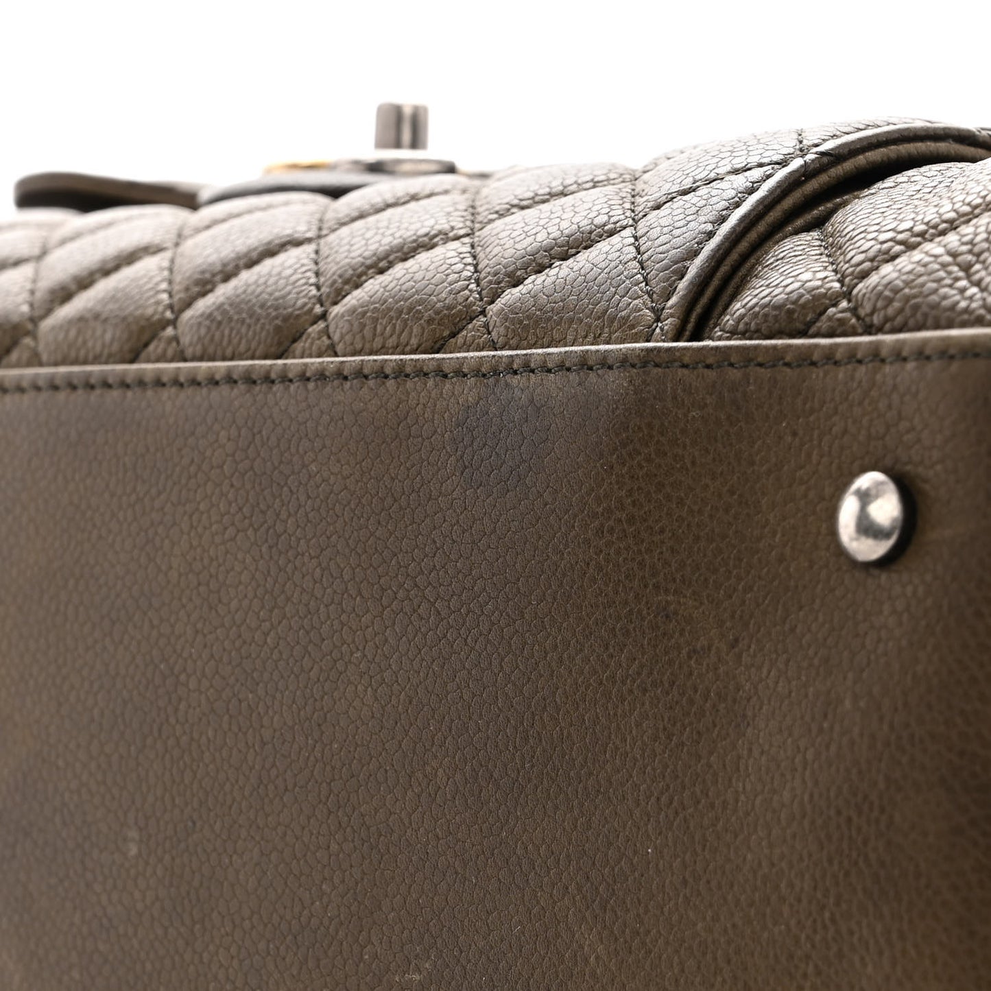 Caviar Quilted Large Casual Pocket Tote Khaki