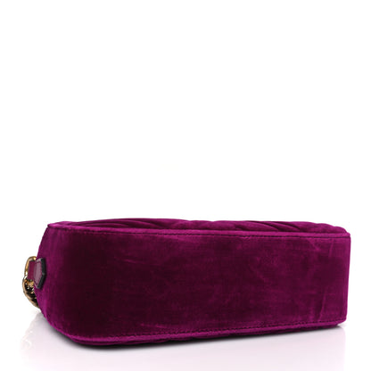 Gucci Velvet Matelasse Small GG Marmont Chain Shoulder Bag Fuchsia Violet Cyclamen 4 of 9