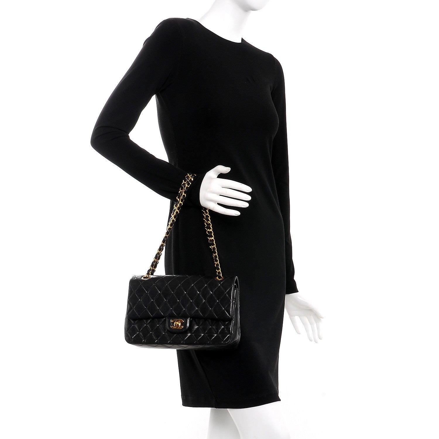 Chanel Lambskin Quilted Medium Double Flap Black 3 of 8