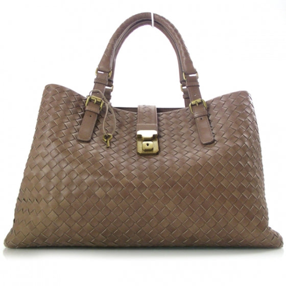 Leather Intrecciato Roma Tote Elephant