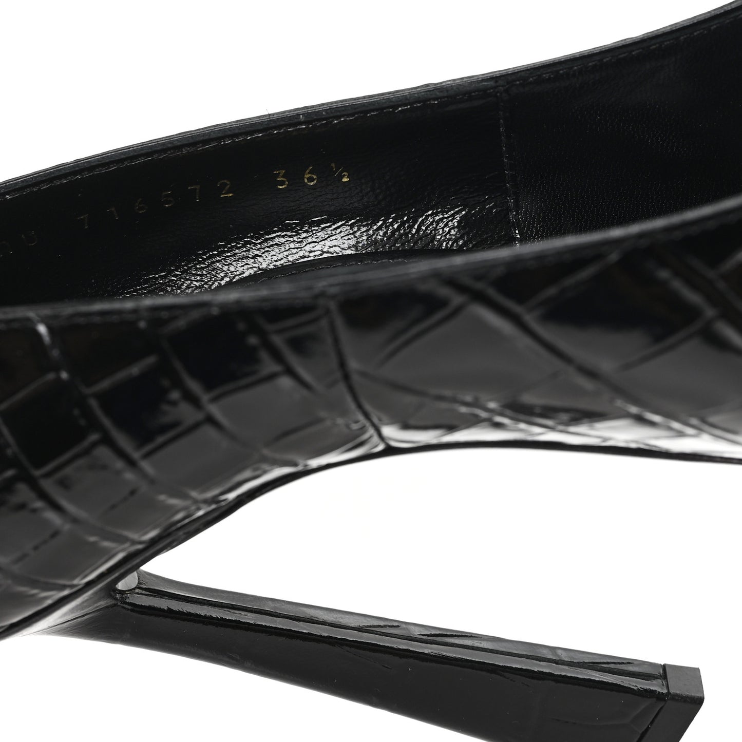 Calfskin Crocodile Embossed Silvana 110mm Pumps 36.5 Black