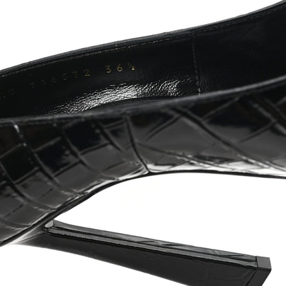 Saint Laurent Calfskin Crocodile Embossed Silvana 110mm Pumps 36.5 Black 9 of 10