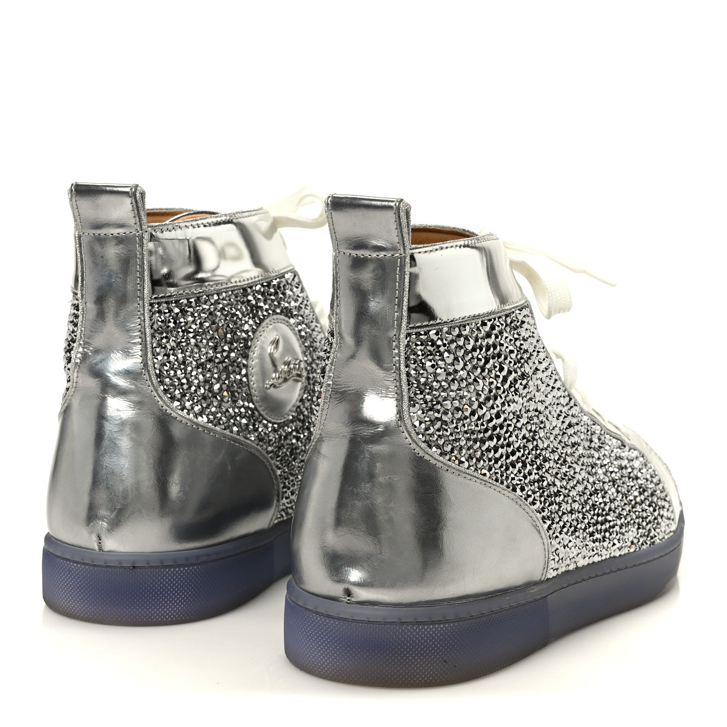 Christian Louboutin Laminated Nappa Frozen Strass Mens Louis Orlato Flat Sneakers 45.5 Silver 5 of 11