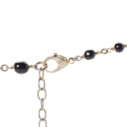 Chanel Enamel Bead CC Long Necklace Black Gold 3 of 5