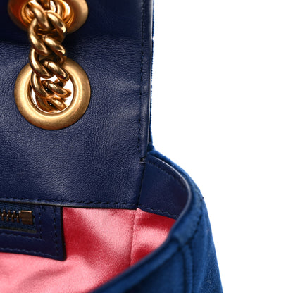 Gucci Velvet Matelasse Medium GG Marmont Shoulder Bag Cobalt Blue 12 of 15