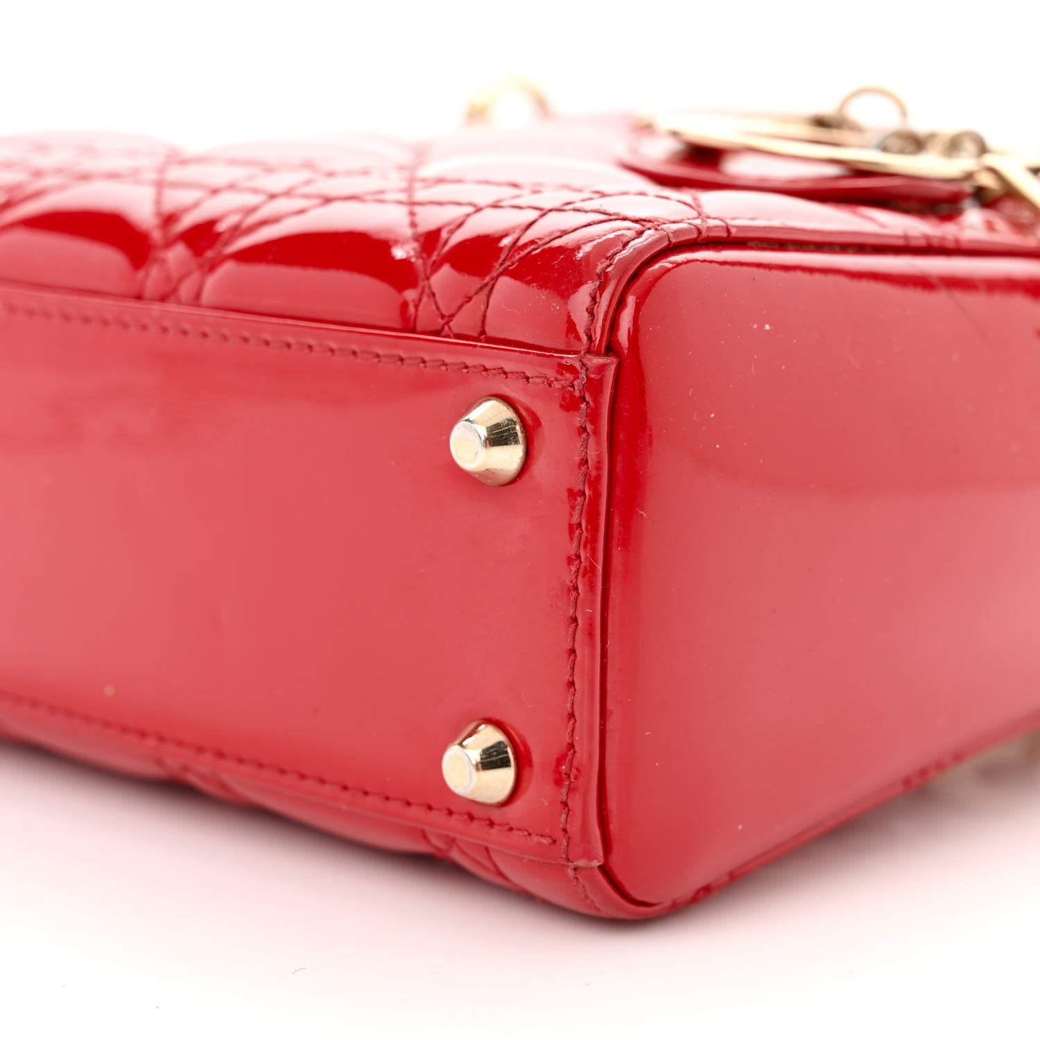 Christian Dior Patent Cannage Mini Lady Dior Red 9 of 14