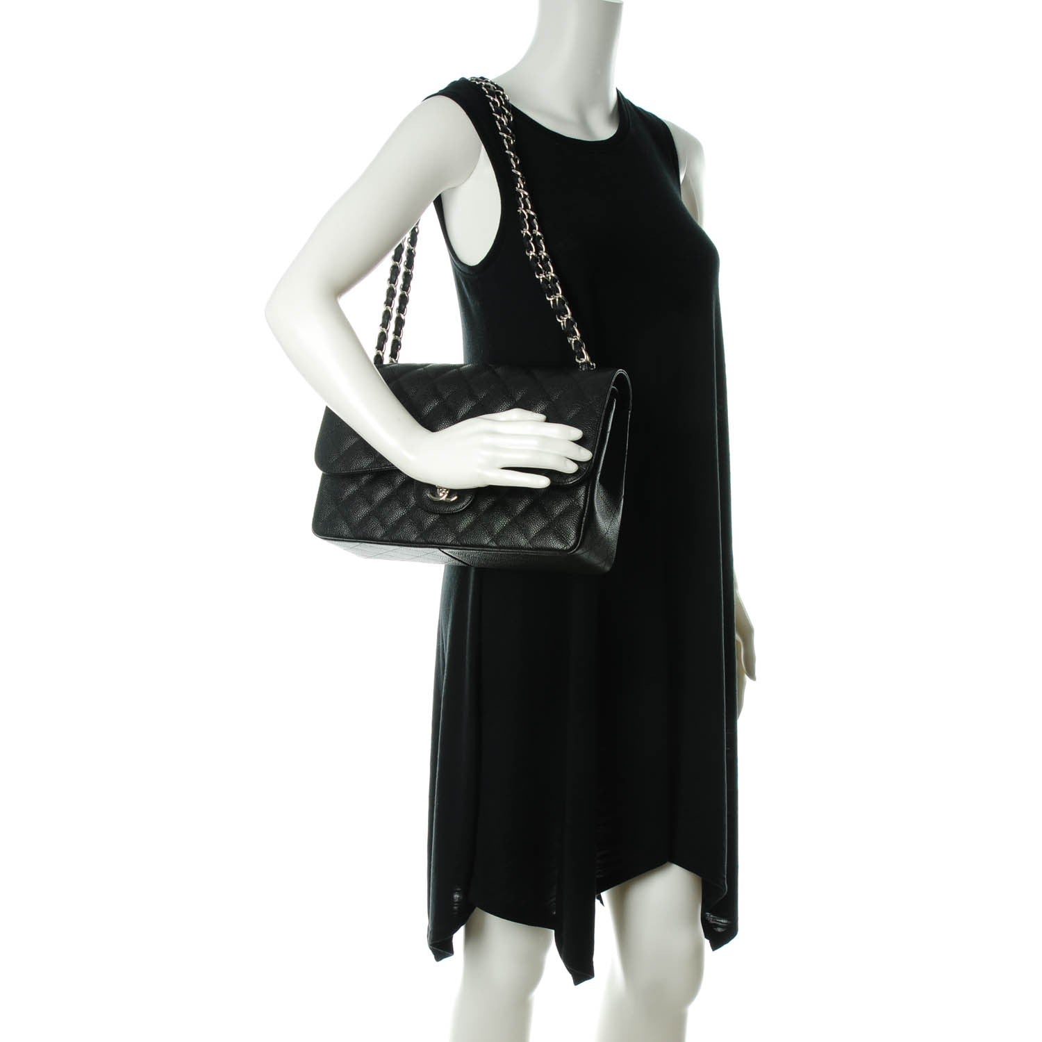 Chanel Caviar Quilted Jumbo Double Flap Black 2 of 8