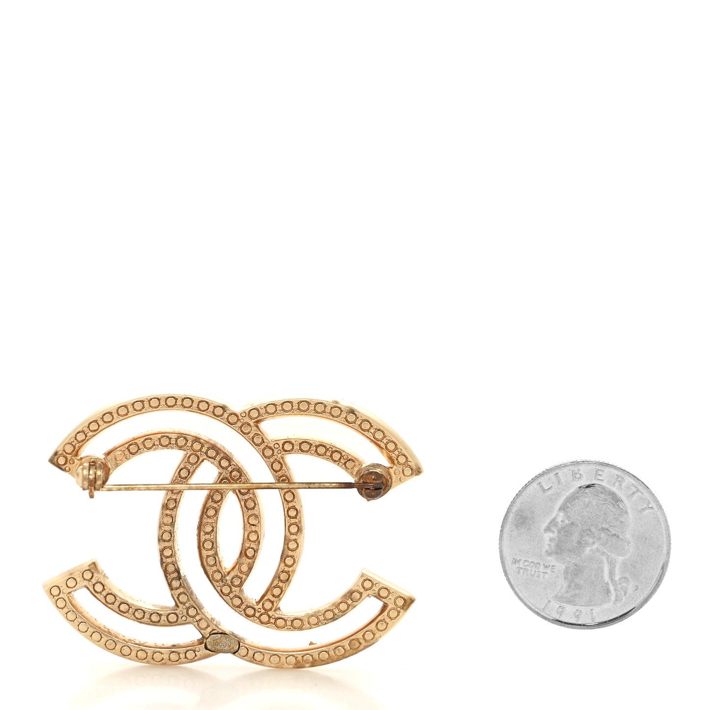 Crystal CC Brooch Light Gold