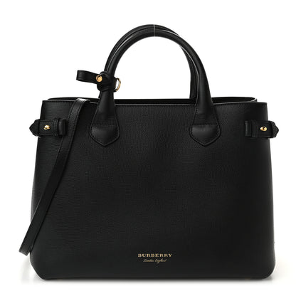 Burberry Derby Calfskin House Check Medium Banner Tote Black 1 of 9