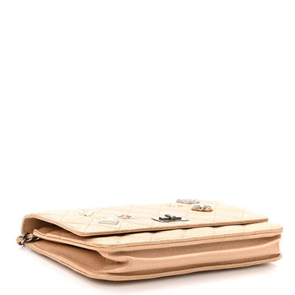 Chanel Metallic Calfskin Lucky Charms Casino 2.55 Reissue Wallet On Chain WOC Beige 3 of 10