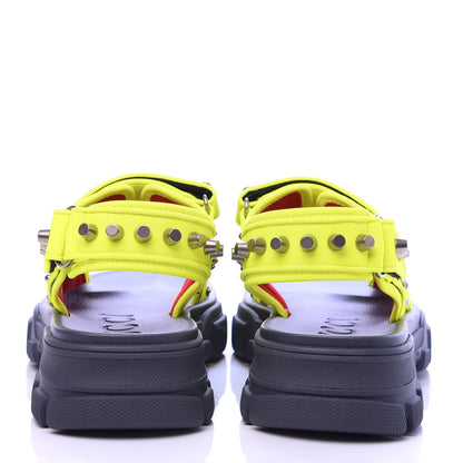 Gucci Technical Canvas Calfskin Studded Mens Aguru Sandals 8 Neon Yellow 5 of 9