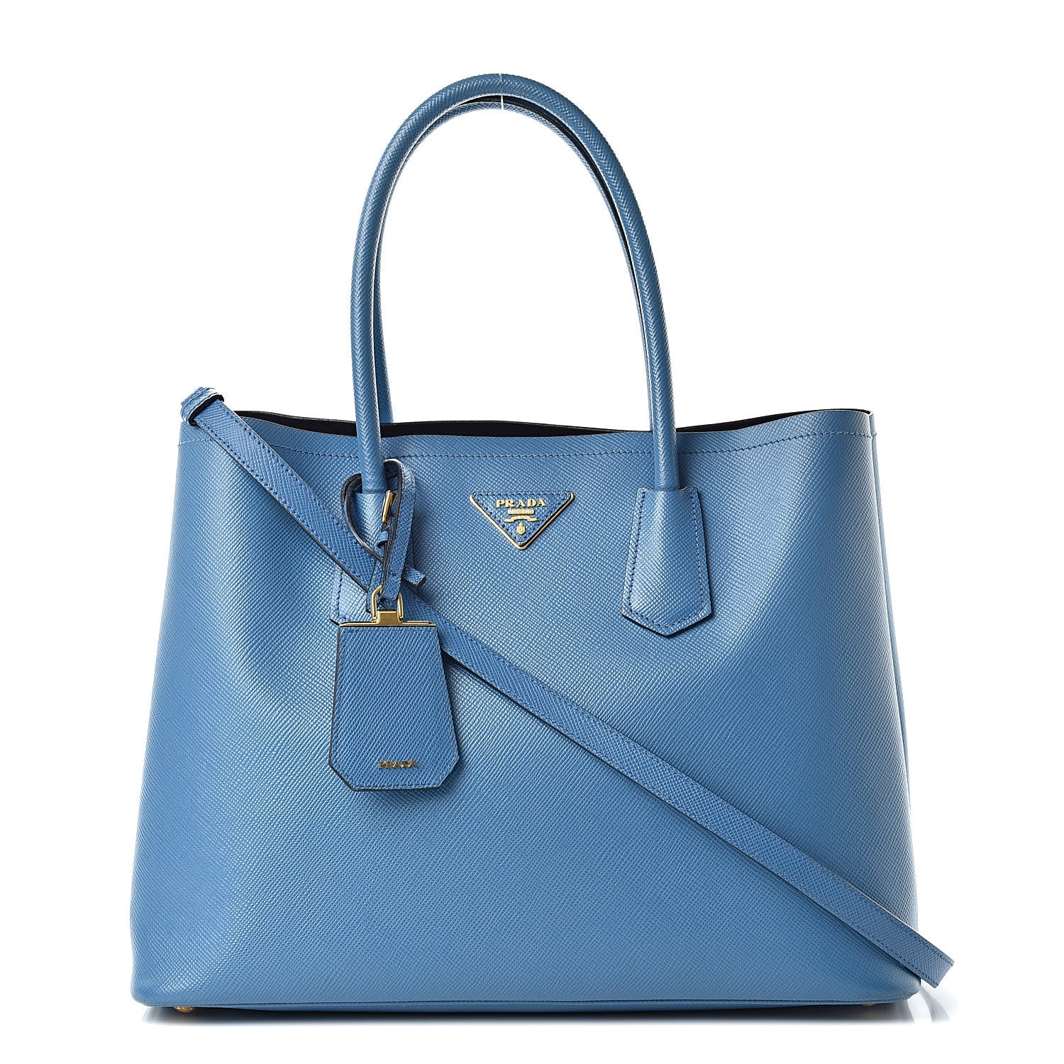 Prada Saffiano Cuir Large Double Bag Cobalto 1 of 16