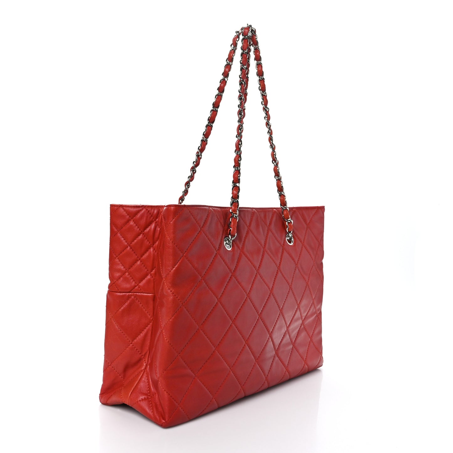 Calfskin Quilted Large In the Business Tote Red