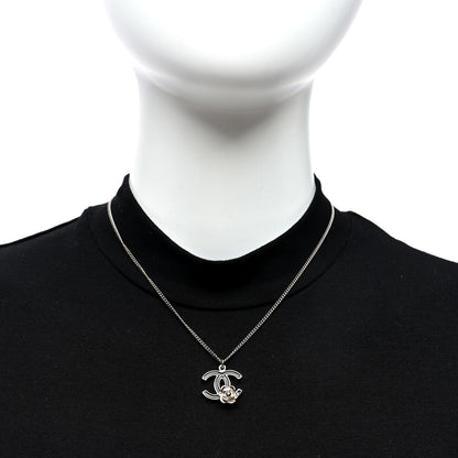 Chanel Enamel CC Camelia Necklace Silver Black 2 of 5