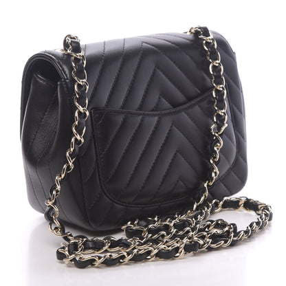 Chanel Lambskin Chevron Quilted Mini Square Flap Black 3 of 11