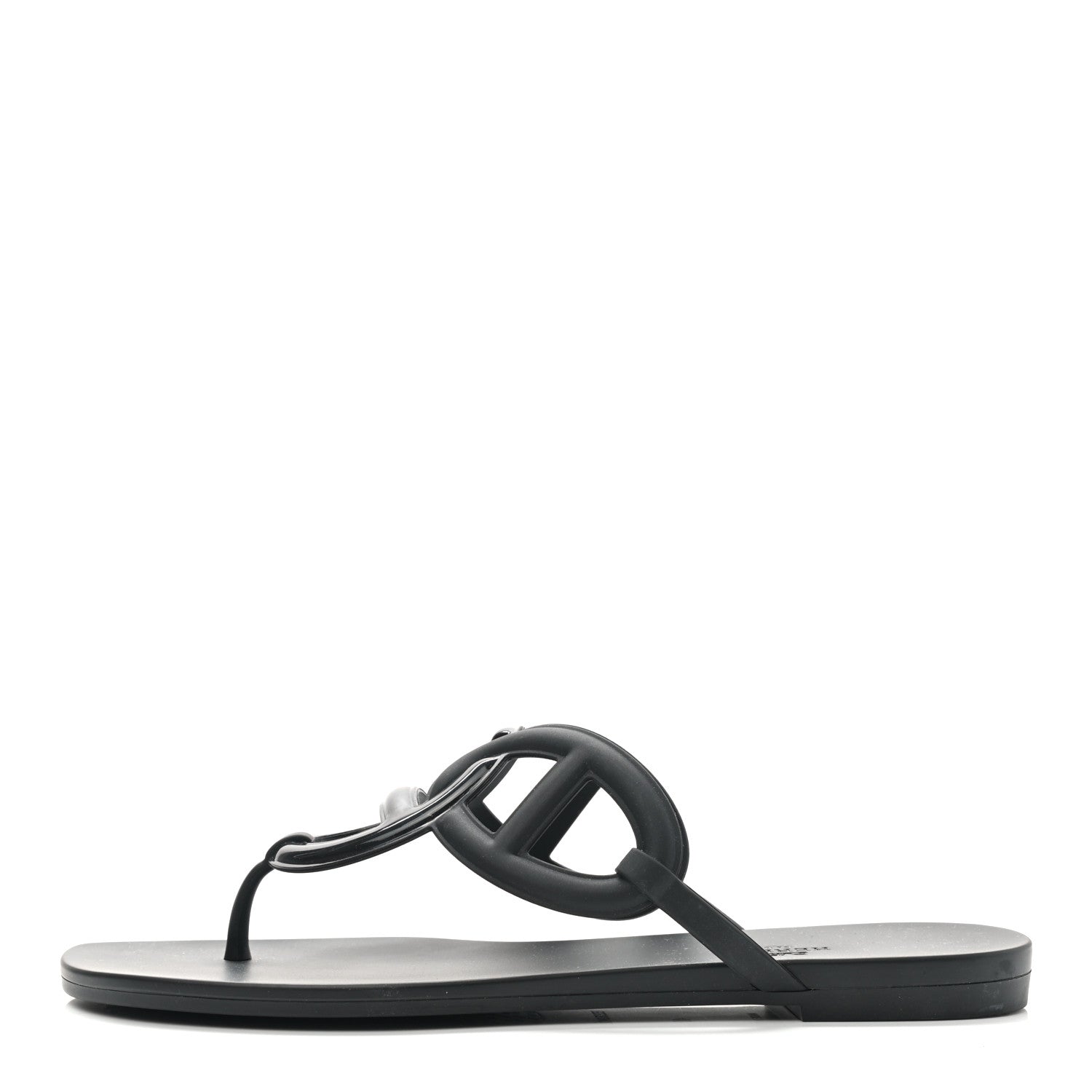 Hermes Rubber Womens Egerie Sandals 40 Black 1 of 9