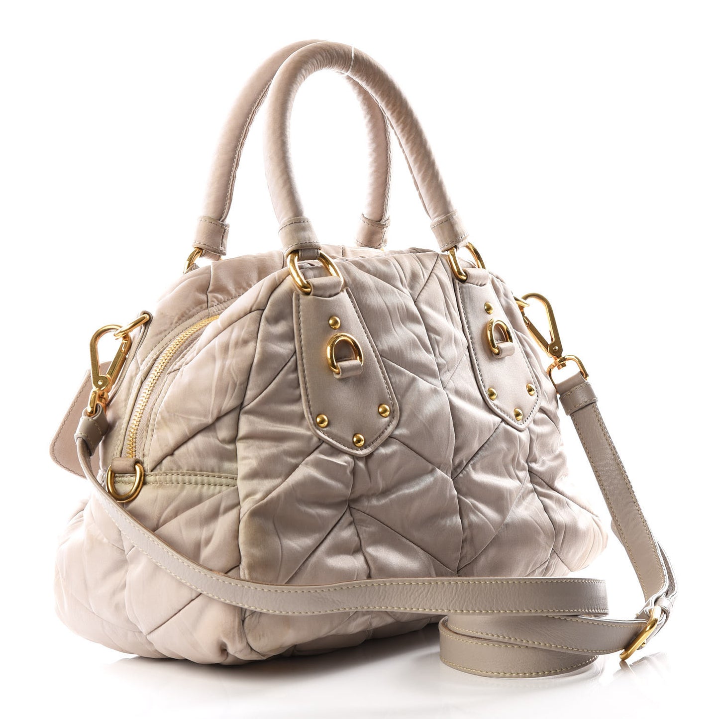 Tessuto Nylon Chevron Quilted Dome Satchel Alluminio