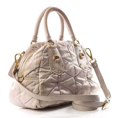 Prada Tessuto Nylon Chevron Quilted Dome Satchel Alluminio 2 of 14