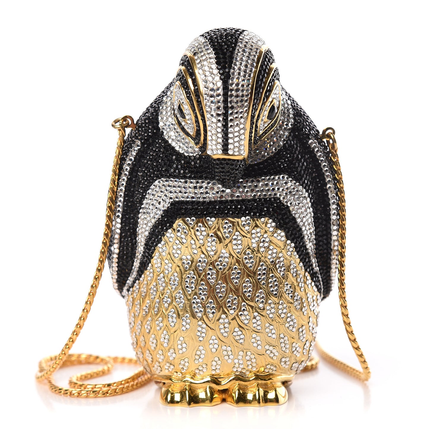 Crystal Penguin Minaudiere Clutch Black