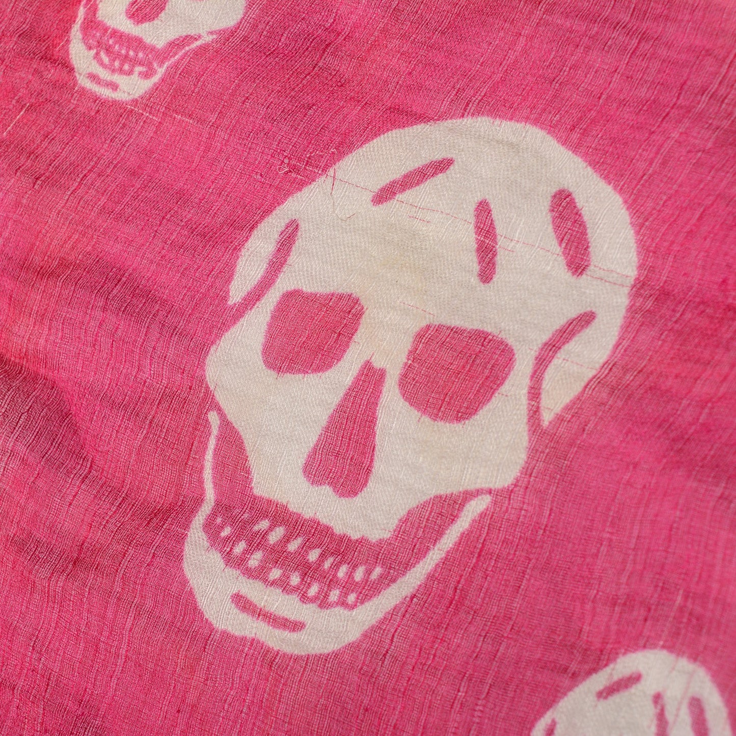 Silk Chiffon Skull Scarf Fuxia