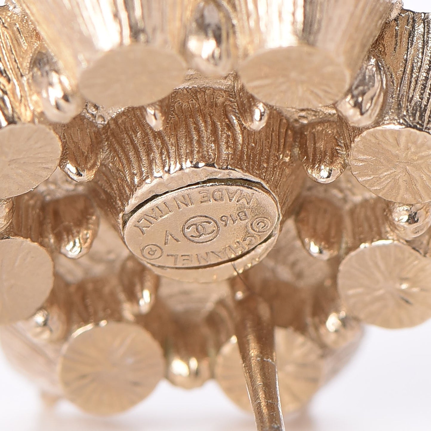 Crystal CC Flower Earrings Gold
