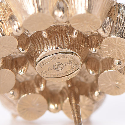 Chanel Crystal CC Flower Earrings Gold 4 of 5