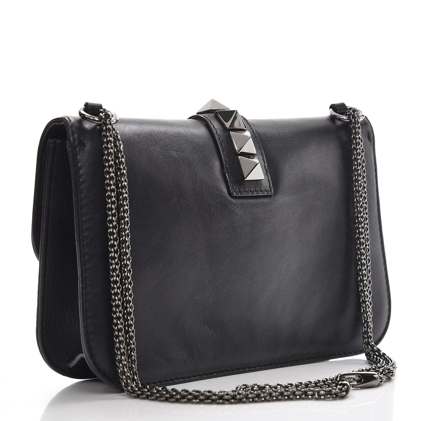 Vitello Medium Glam Lock Rockstud Flap Black