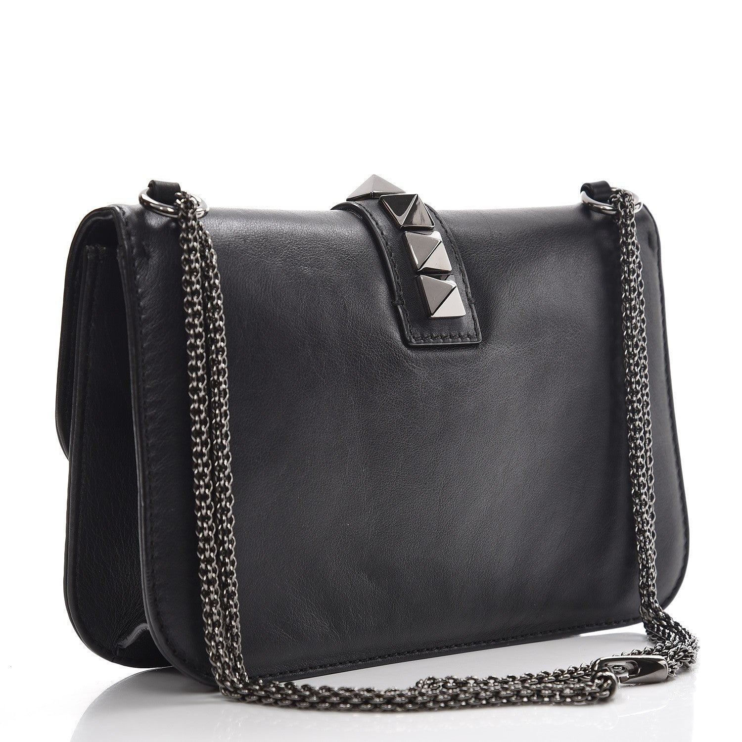 Valentino Garavani Vitello Medium Glam Lock Rockstud Flap Black 4 of 9