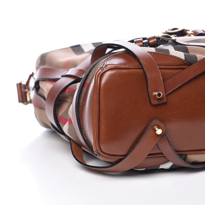 Burberry House Check Bridle Calfskin Medium Gosford Hobo Dark Tan 6 of 12