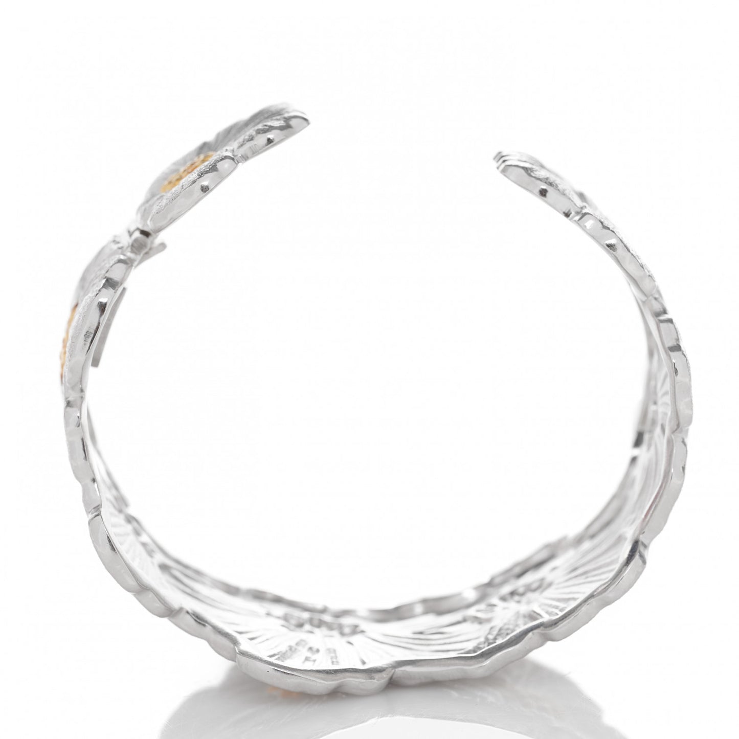 Sterling Silver Vermeil Blossoms Gardenia Hinged Cuff Bracelet