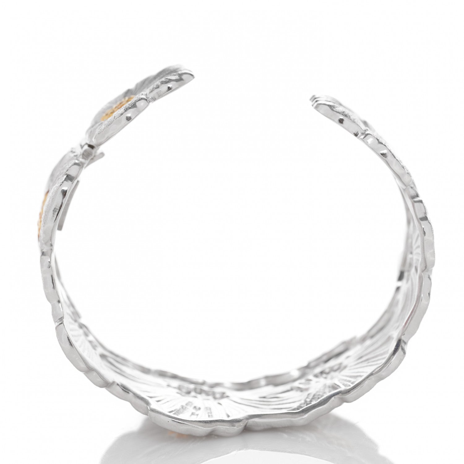 Buccellati Sterling Silver Vermeil Blossoms Gardenia Hinged Cuff Bracelet 3 of 6