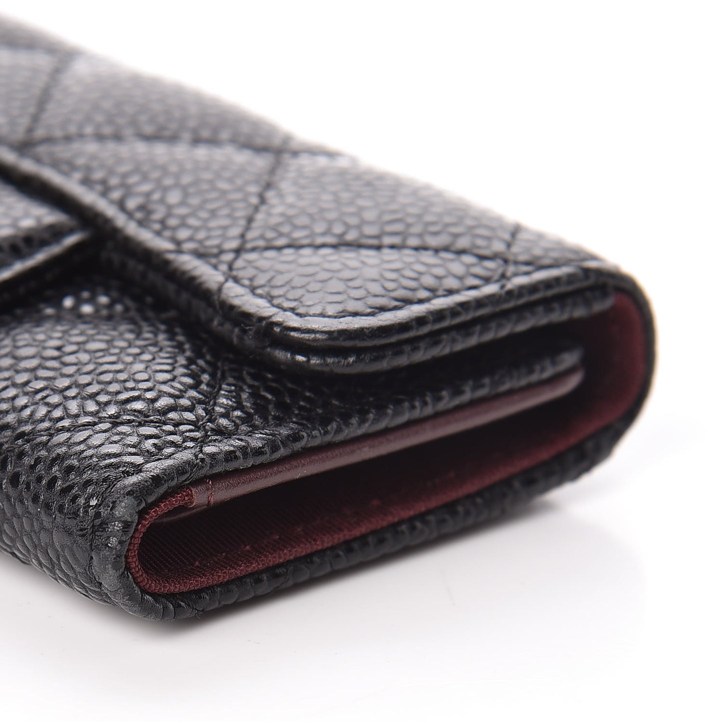 Caviar Quilted 6 Key Holder Black
