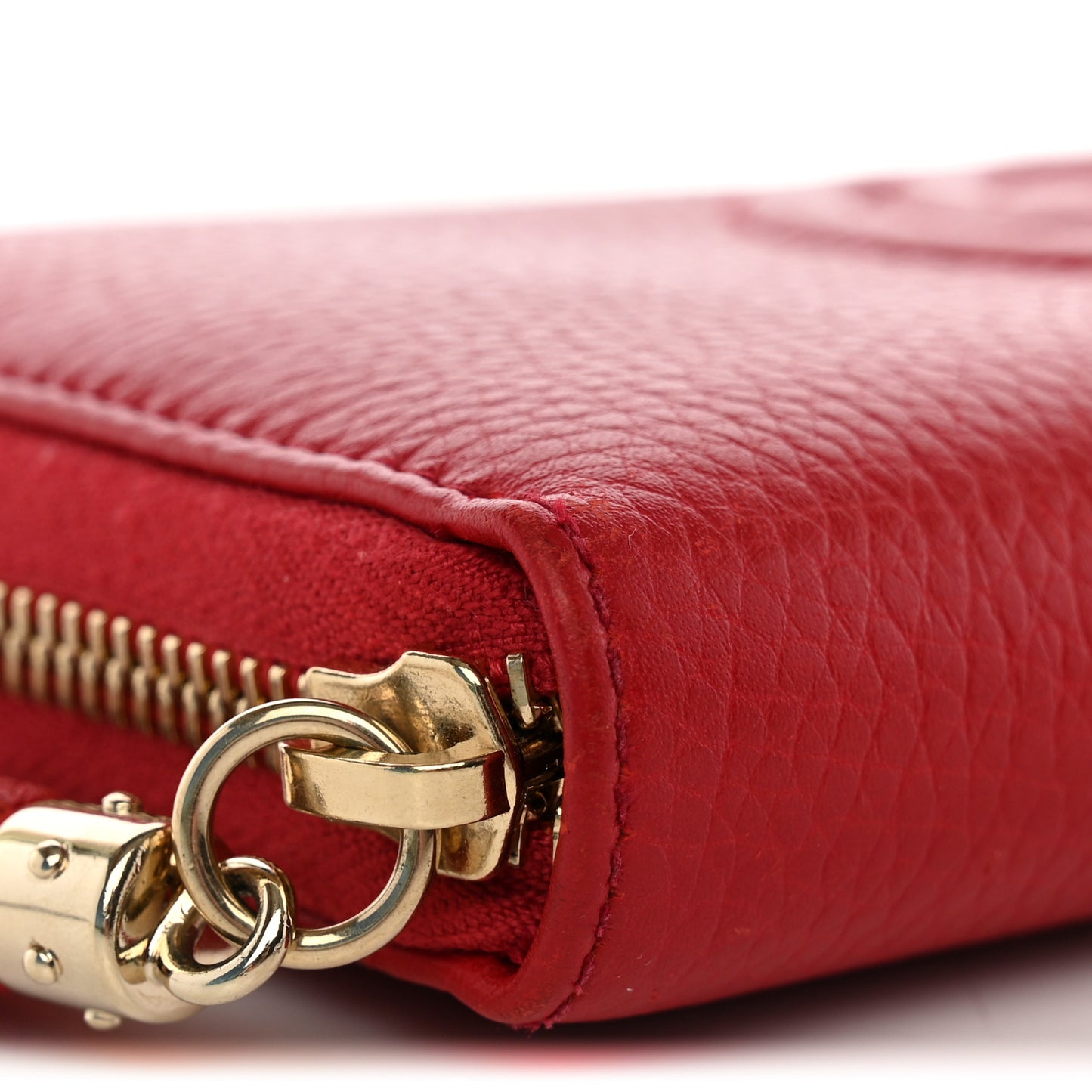Pebbled Calfskin Soho Zip Around Wallet Red