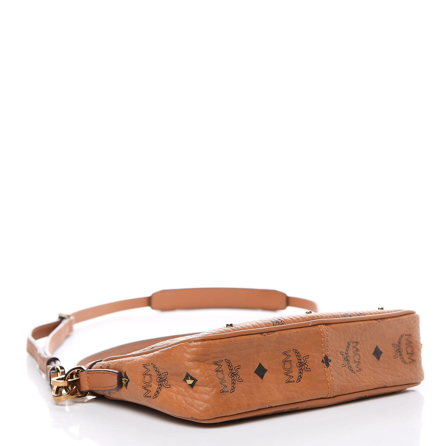MCM Visetos Studded Small Crossbody Bag Cognac 4 of 10