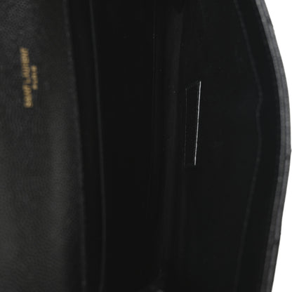 Saint Laurent Grain De Poudre Matelasse Chevron Monogram Envelope Clutch Black 5 of 8