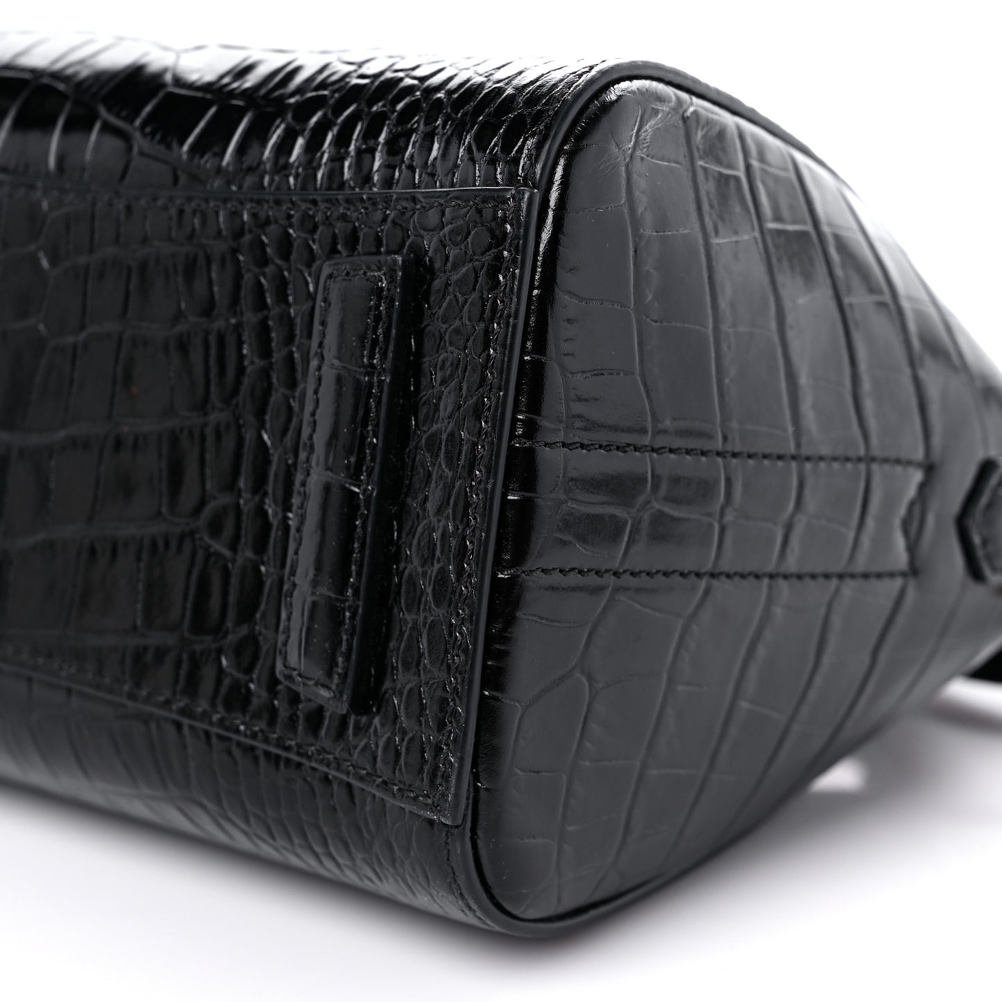 Calfskin Crocodile Embossed Mini Antigona Black