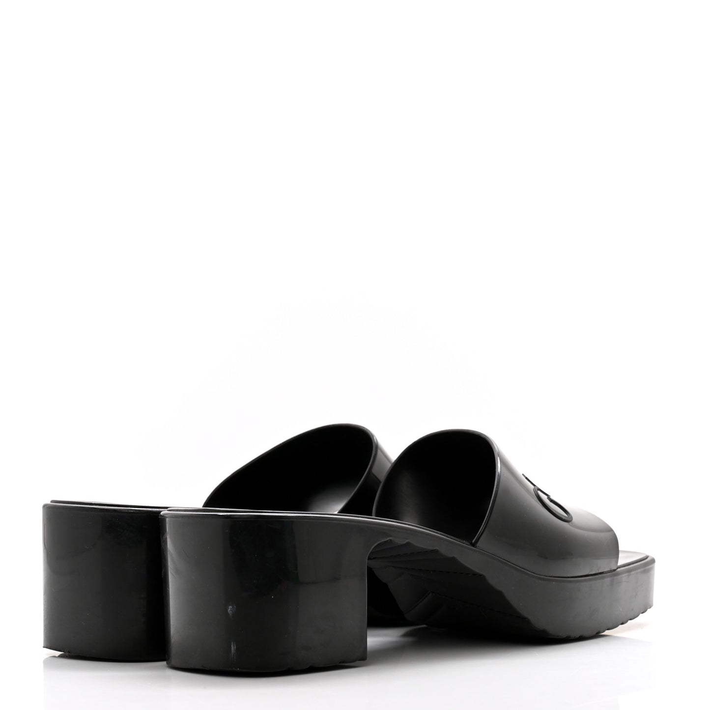 Rubber Gucci Logo Womens Platform 20/60mm Slide Sandals 38 Black