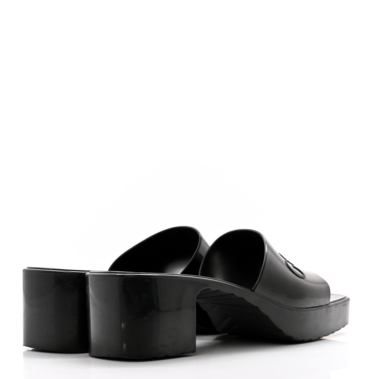 Gucci Rubber Gucci Logo Womens Platform 20/60mm Slide Sandals 38 Black 4 of 13