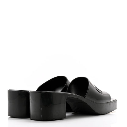 Gucci Rubber Gucci Logo Womens Platform 20/60mm Slide Sandals 38 Black 4 of 13