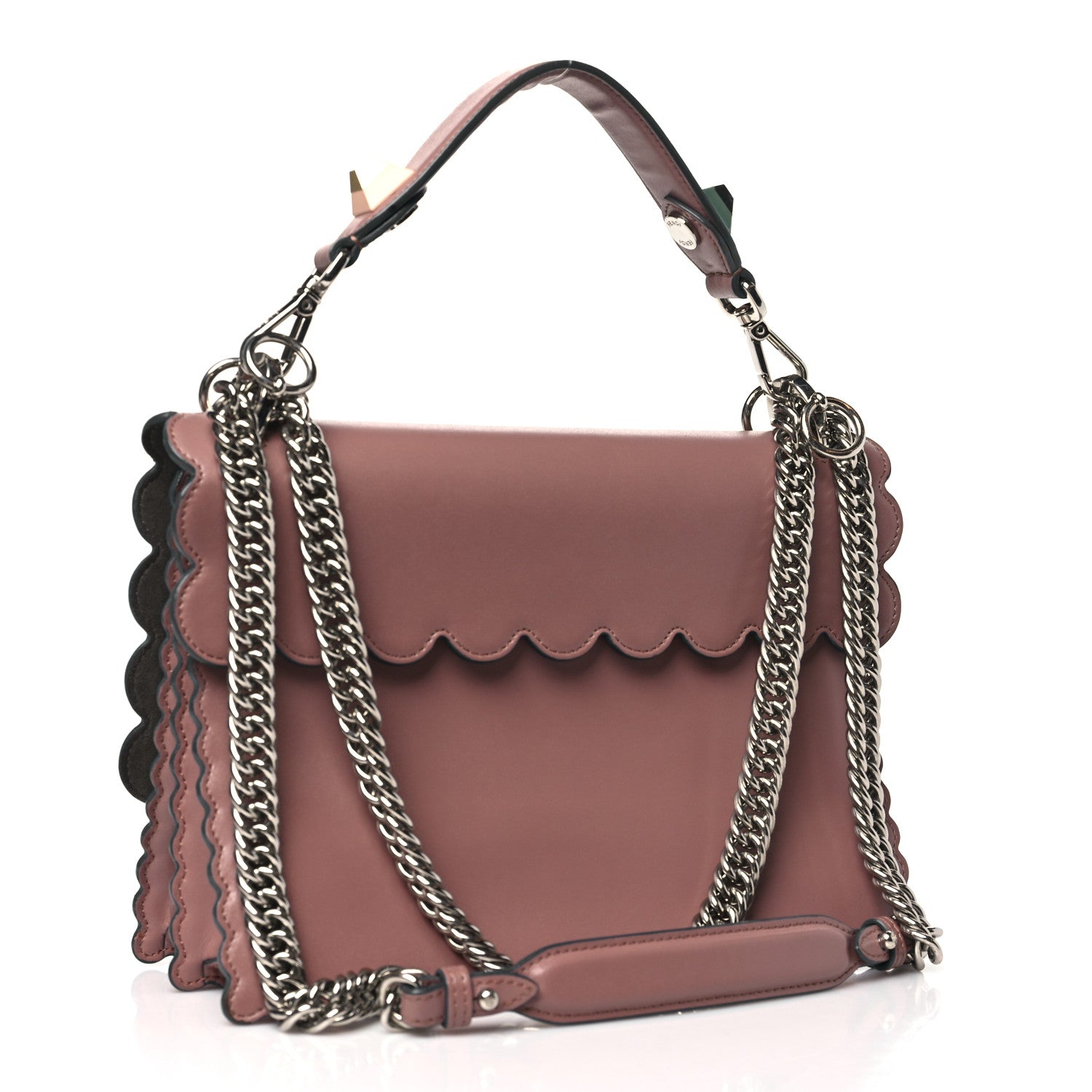 Fendi Vitello Liberty Scalloped Studded Kan I Shoulder Bag English Rose 3 of 11