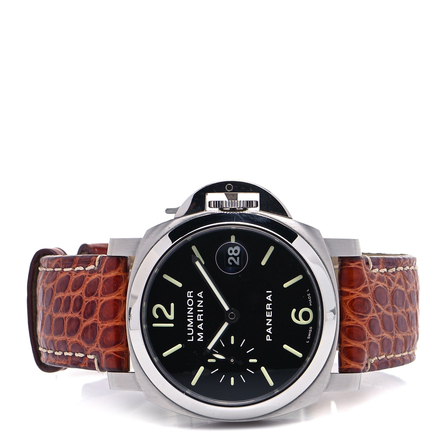 Stainless Steel Alligator 40mm Luminor Marina Automatic Watch Black PAM00048