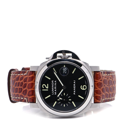 Panerai Stainless Steel Alligator 40mm Luminor Marina Automatic Watch Black PAM00048 2 of 5