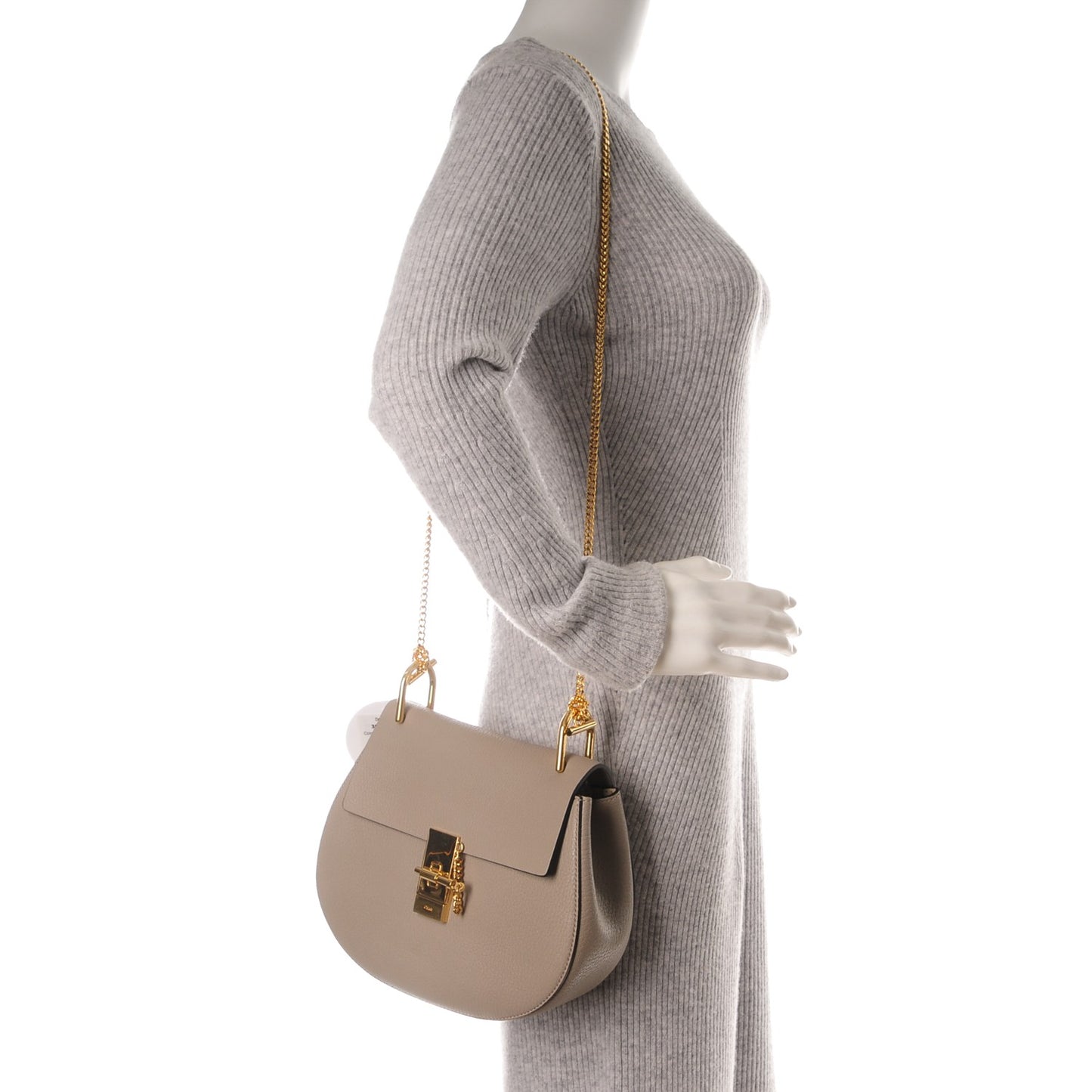 Grained Lambskin Drew Shoulder Bag Motty Grey