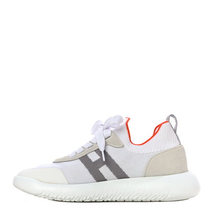 Hermes Knit Suede Goatskin Womens Crew Sneakers 36 White Gris 1 of 18