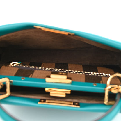 Fendi Vitello Morgan Fabric Jacquard Pequin Medium Peekaboo Iconic Satchel Lago Tobacco Black 5 of 9