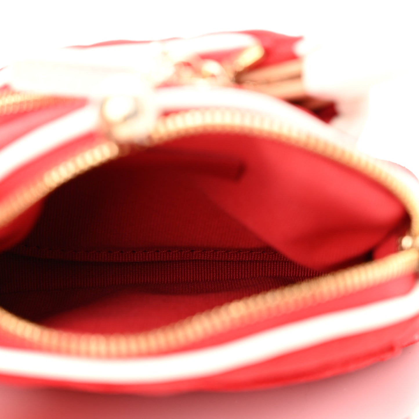 Canvas Calfskin Tennis Racket Clutch With Chain Red White
