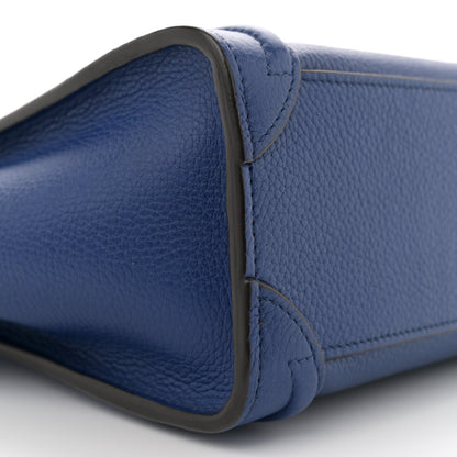 Celine Drummed Calfskin Nano Luggage Indigo 9 of 11