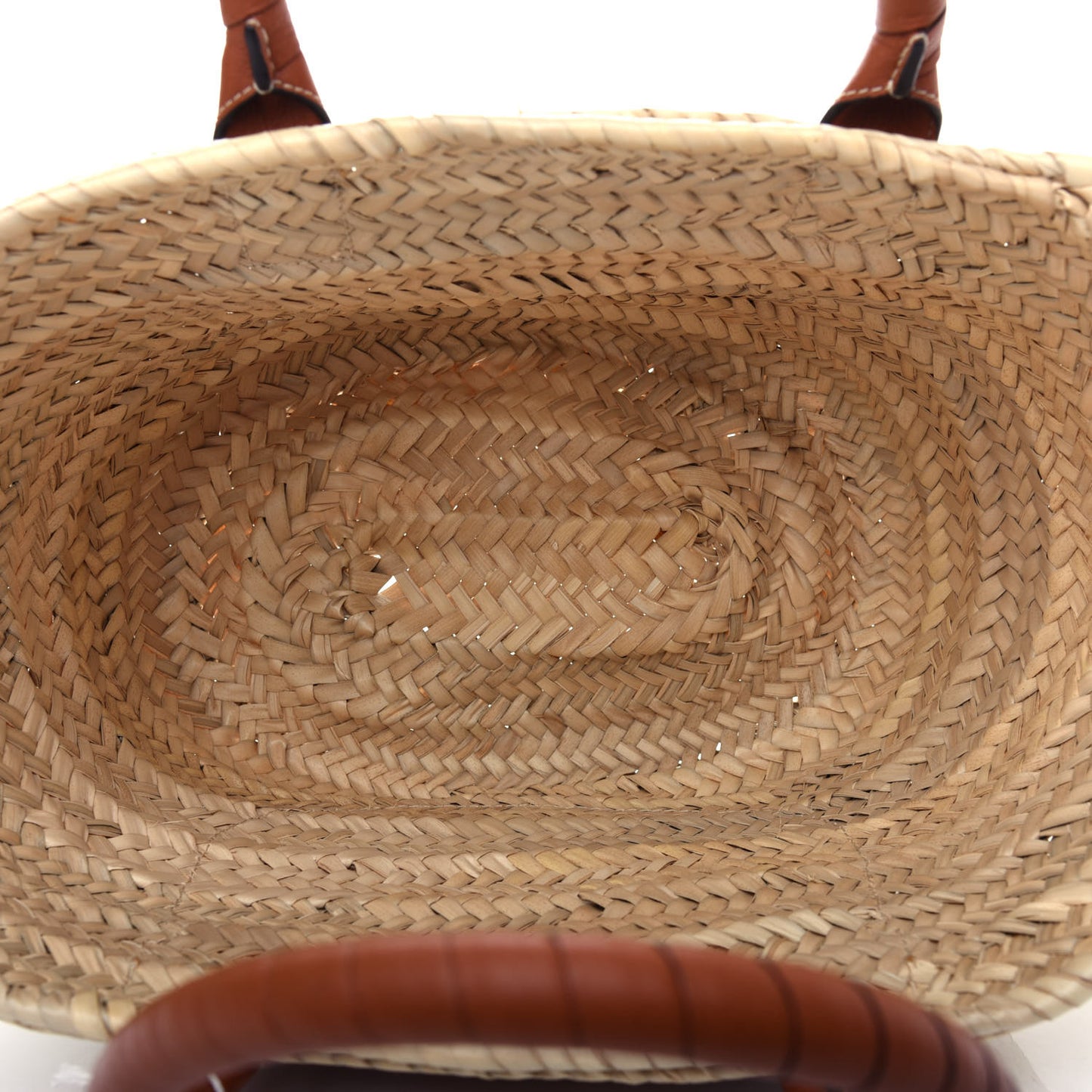 Raffia Small Grain Calfskin Medium Marcie Basket Tan